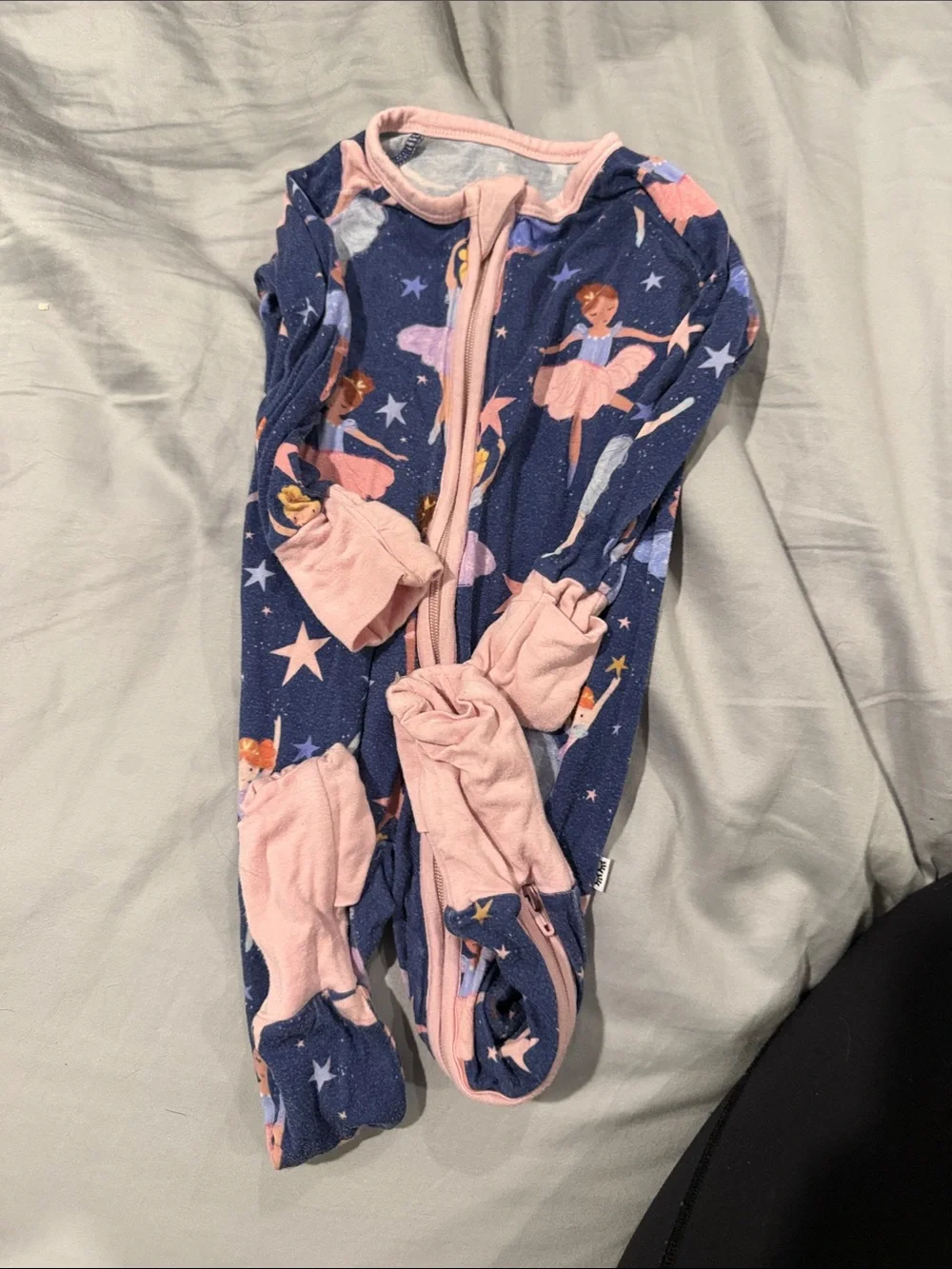 Little Sleepies Navy and Pink Ballerina Footed Pajamas